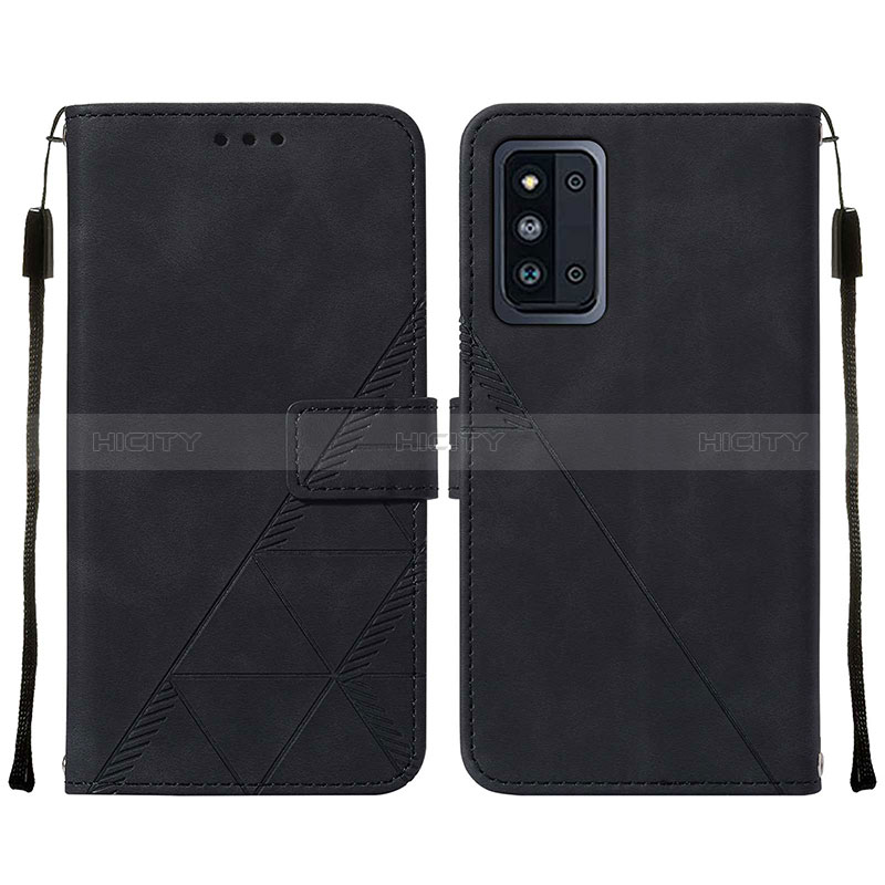 Leather Case Stands Flip Cover Holder Y01B for Samsung Galaxy F52 5G Black