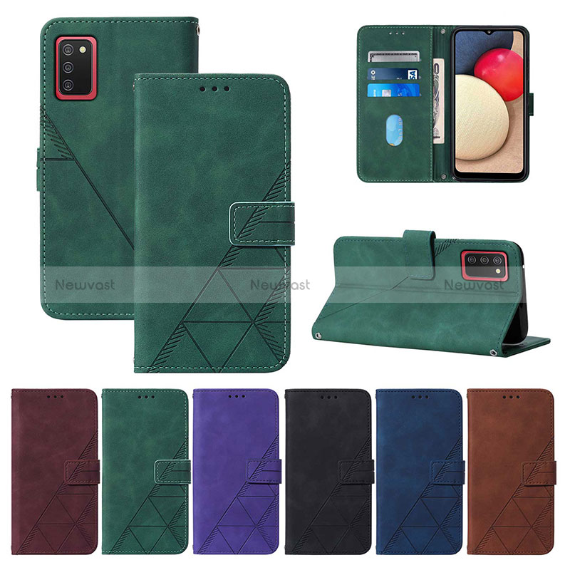 Leather Case Stands Flip Cover Holder Y01B for Samsung Galaxy M02s