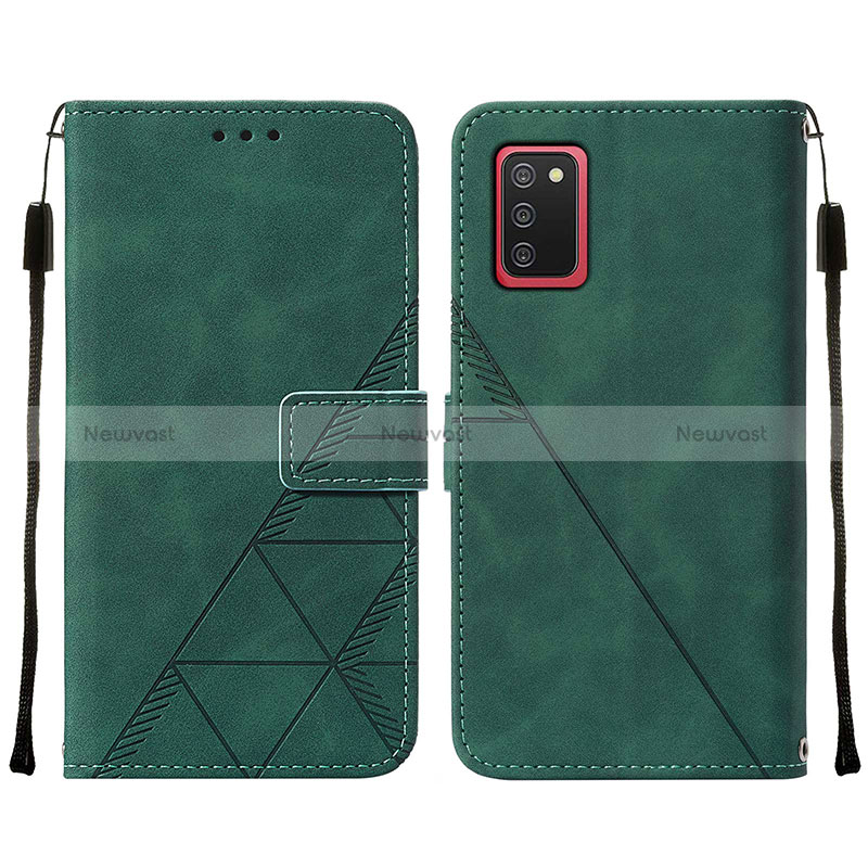 Leather Case Stands Flip Cover Holder Y01B for Samsung Galaxy M02s Green