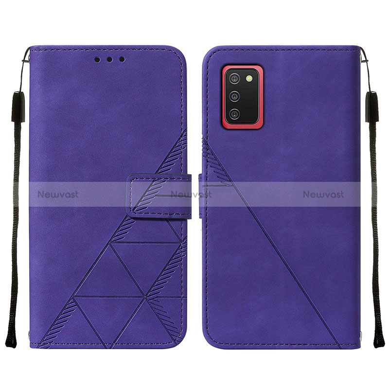 Leather Case Stands Flip Cover Holder Y01B for Samsung Galaxy M02s Purple