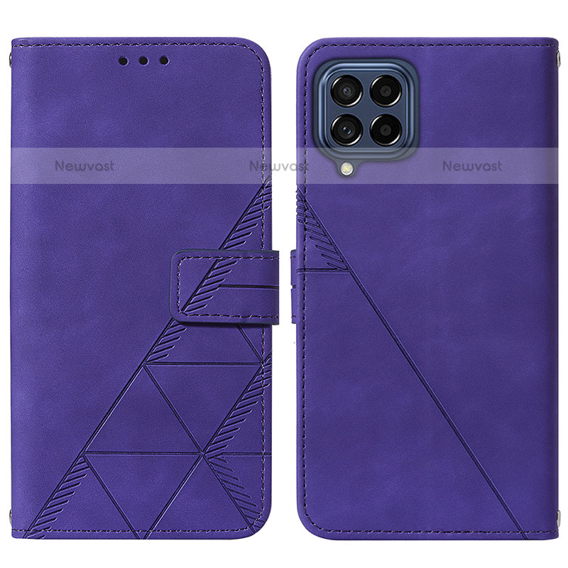 Leather Case Stands Flip Cover Holder Y01B for Samsung Galaxy M33 5G Purple