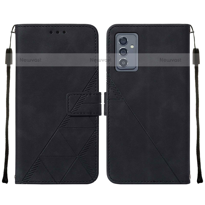 Leather Case Stands Flip Cover Holder Y01B for Samsung Galaxy Quantum2 5G Black