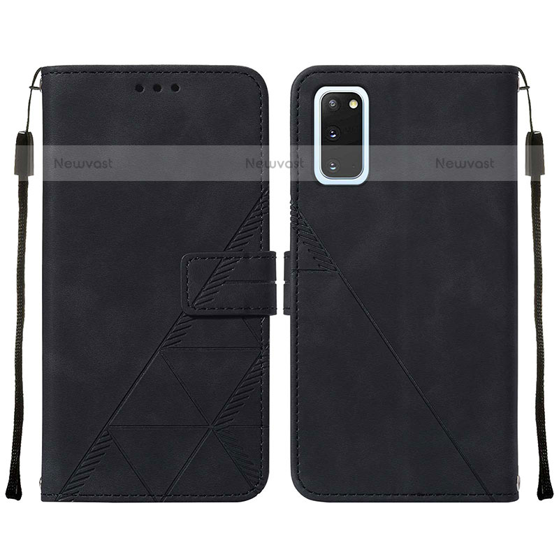 Leather Case Stands Flip Cover Holder Y01B for Samsung Galaxy S20 5G Black