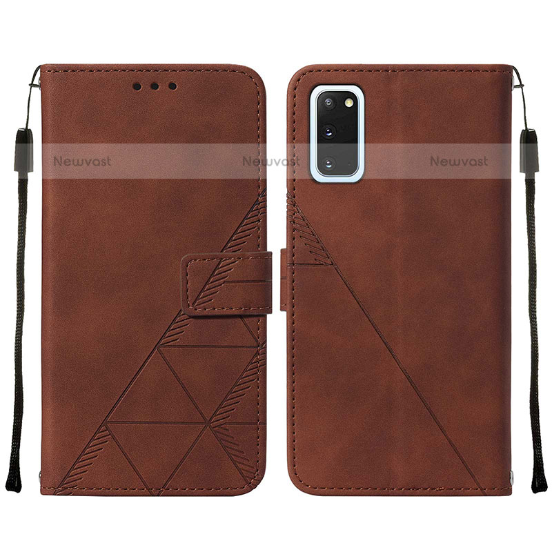 Leather Case Stands Flip Cover Holder Y01B for Samsung Galaxy S20 5G Brown