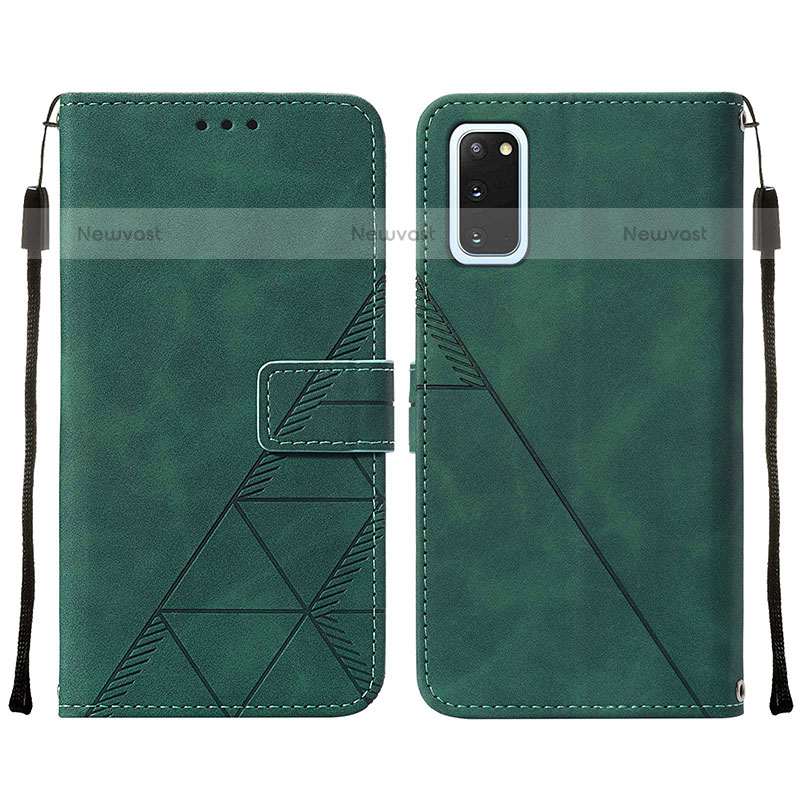 Leather Case Stands Flip Cover Holder Y01B for Samsung Galaxy S20 5G Green