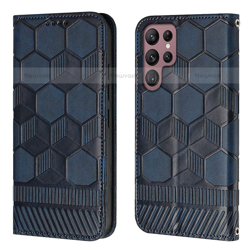 Leather Case Stands Flip Cover Holder Y01B for Samsung Galaxy S22 Ultra 5G