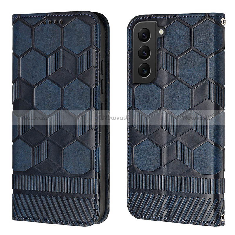 Leather Case Stands Flip Cover Holder Y01B for Samsung Galaxy S24 Plus 5G Blue