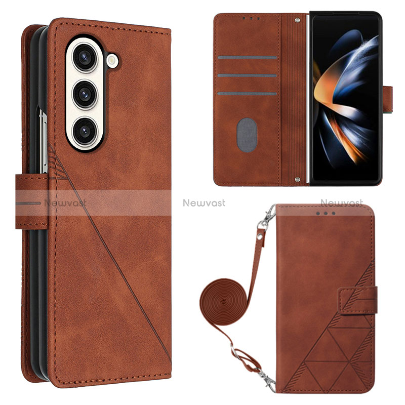 Leather Case Stands Flip Cover Holder Y01B for Samsung Galaxy Z Fold5 5G