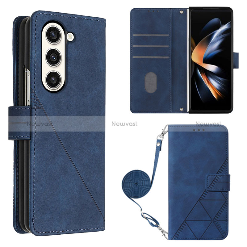 Leather Case Stands Flip Cover Holder Y01B for Samsung Galaxy Z Fold5 5G