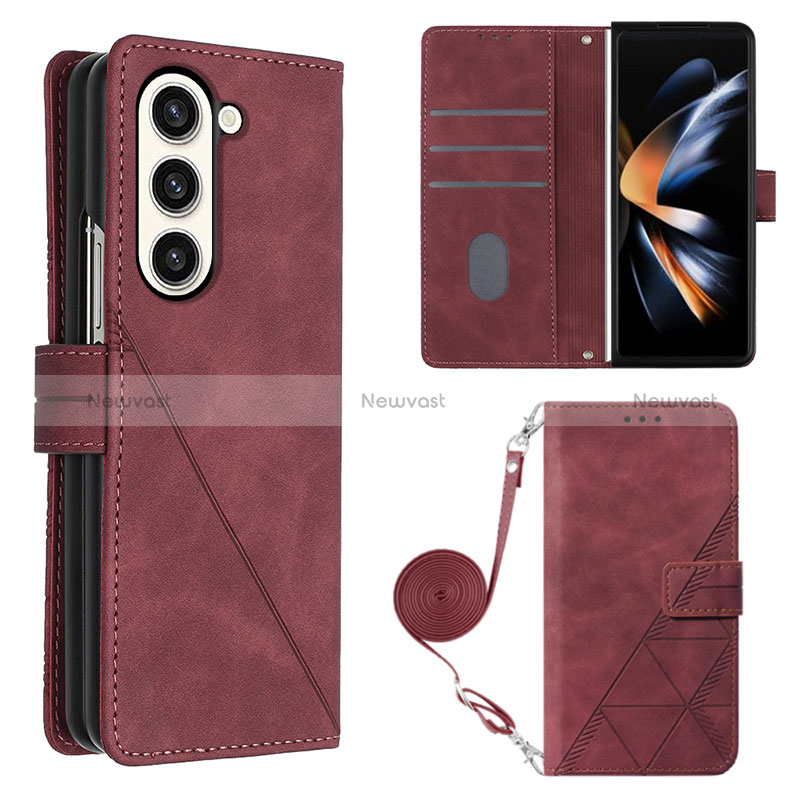 Leather Case Stands Flip Cover Holder Y01B for Samsung Galaxy Z Fold5 5G