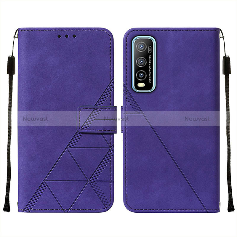 Leather Case Stands Flip Cover Holder Y01B for Vivo iQOO U1 Purple