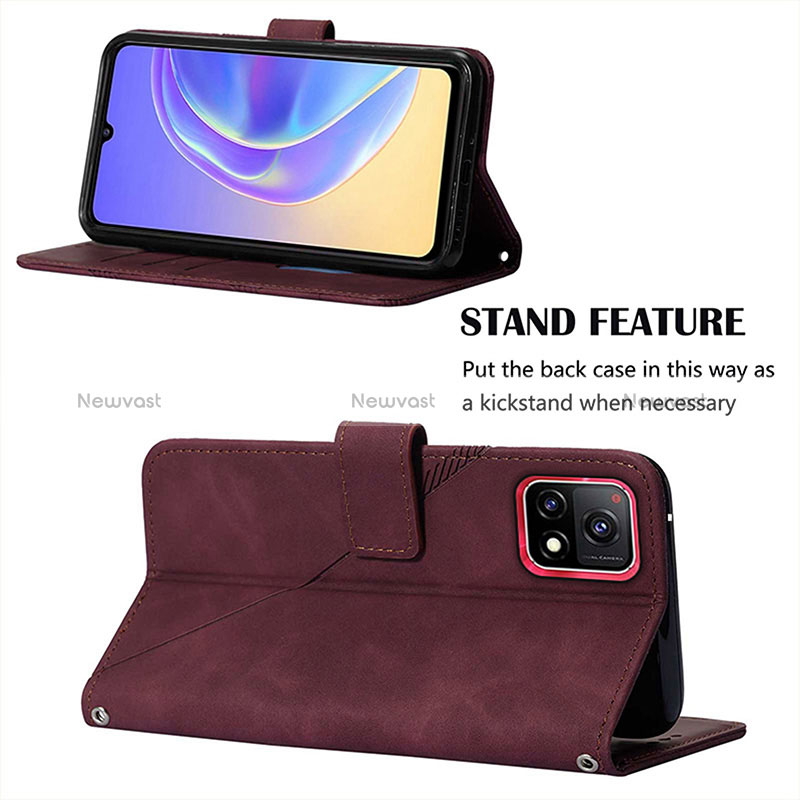 Leather Case Stands Flip Cover Holder Y01B for Vivo iQOO U3 5G