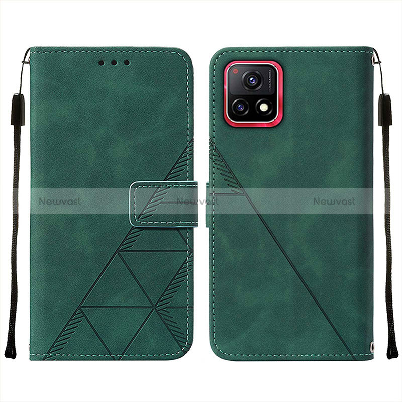 Leather Case Stands Flip Cover Holder Y01B for Vivo iQOO U3 5G Green