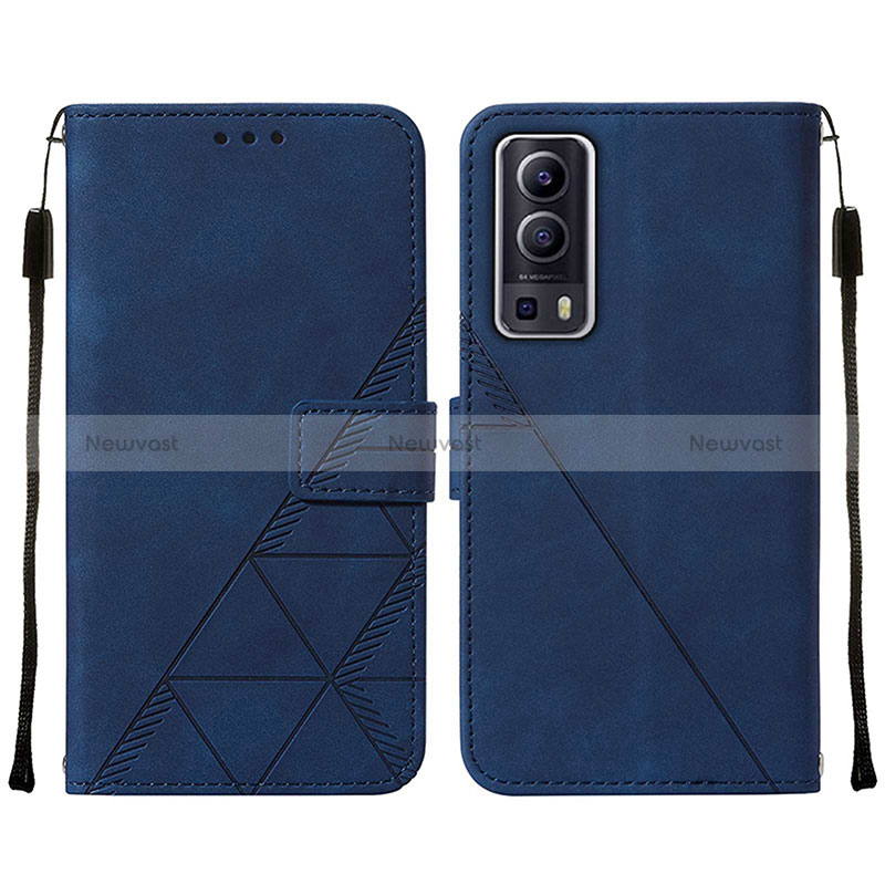 Leather Case Stands Flip Cover Holder Y01B for Vivo iQOO Z3 5G Blue