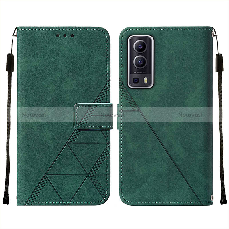 Leather Case Stands Flip Cover Holder Y01B for Vivo iQOO Z3 5G Green