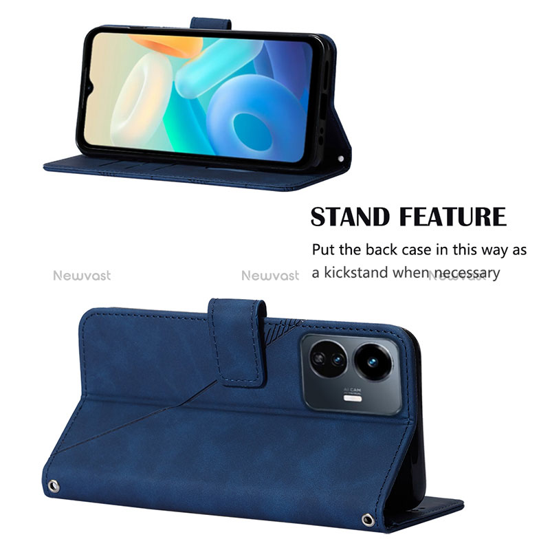 Leather Case Stands Flip Cover Holder Y01B for Vivo iQOO Z6 Lite 5G