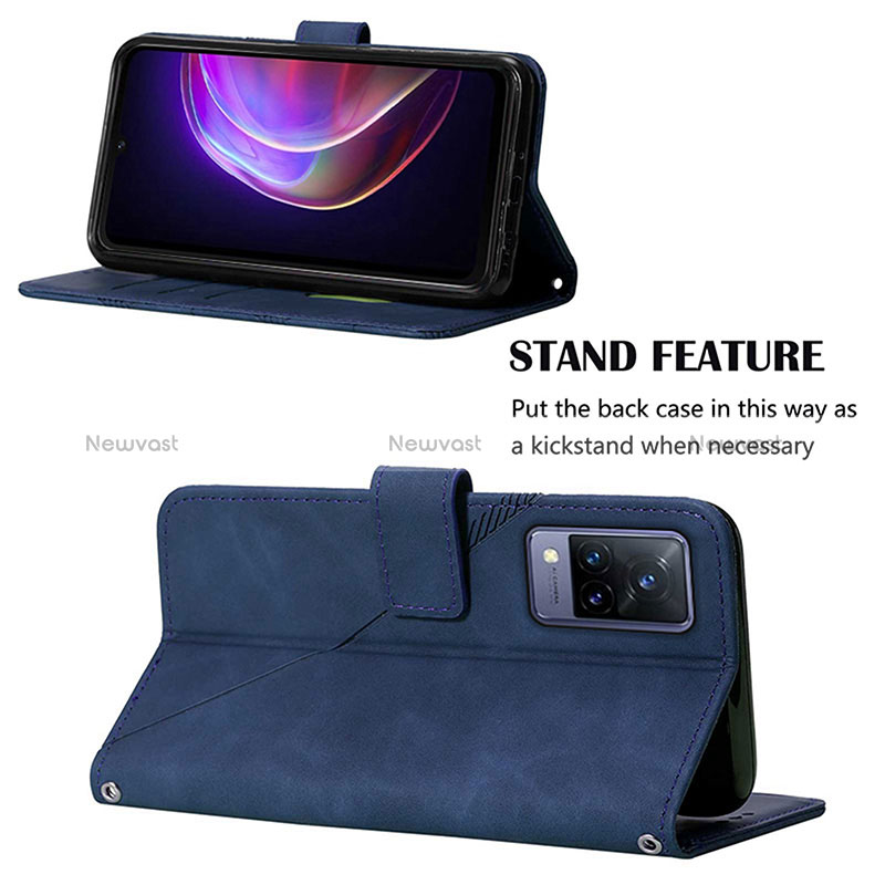 Leather Case Stands Flip Cover Holder Y01B for Vivo V21 5G