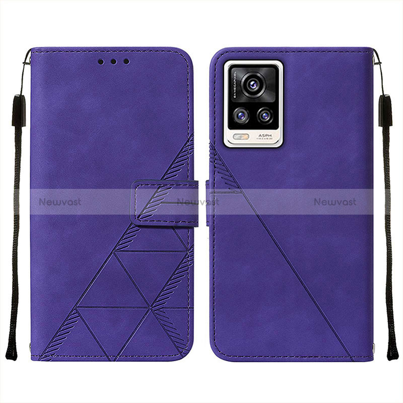 Leather Case Stands Flip Cover Holder Y01B for Vivo V21e 4G Purple