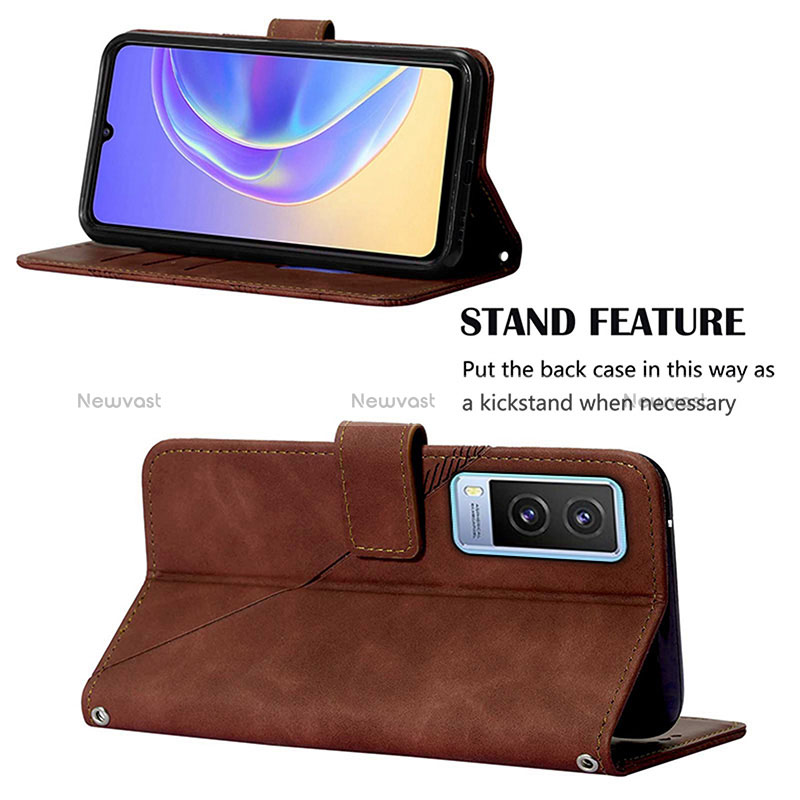 Leather Case Stands Flip Cover Holder Y01B for Vivo V21e 5G