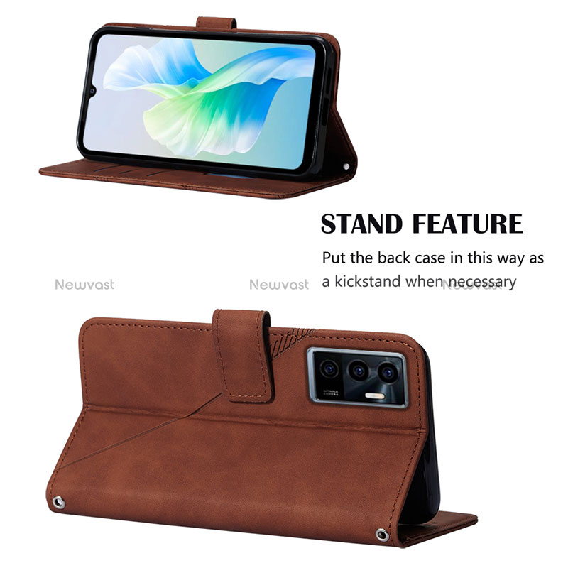 Leather Case Stands Flip Cover Holder Y01B for Vivo V23e 5G