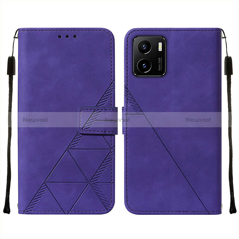 Leather Case Stands Flip Cover Holder Y01B for Vivo Y01A Purple