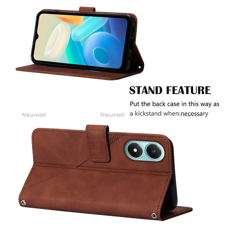 Leather Case Stands Flip Cover Holder Y01B for Vivo Y02S