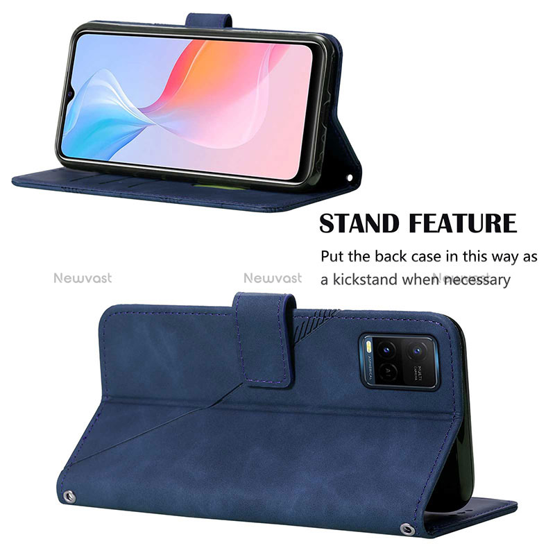 Leather Case Stands Flip Cover Holder Y01B for Vivo Y21