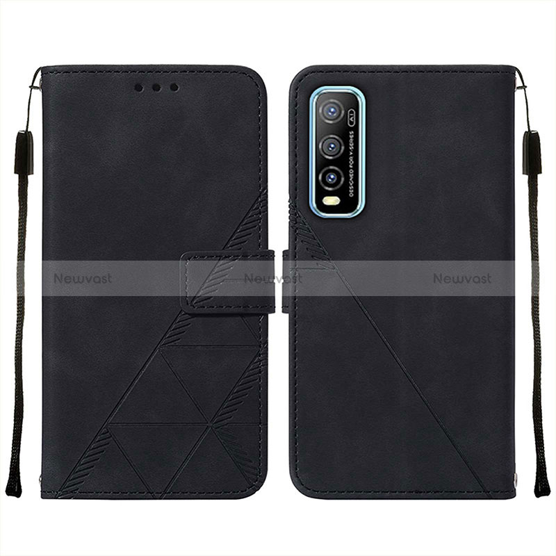 Leather Case Stands Flip Cover Holder Y01B for Vivo Y50t Black