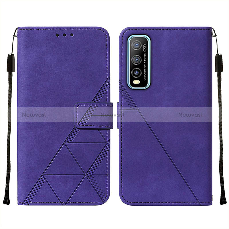 Leather Case Stands Flip Cover Holder Y01B for Vivo Y50t Purple