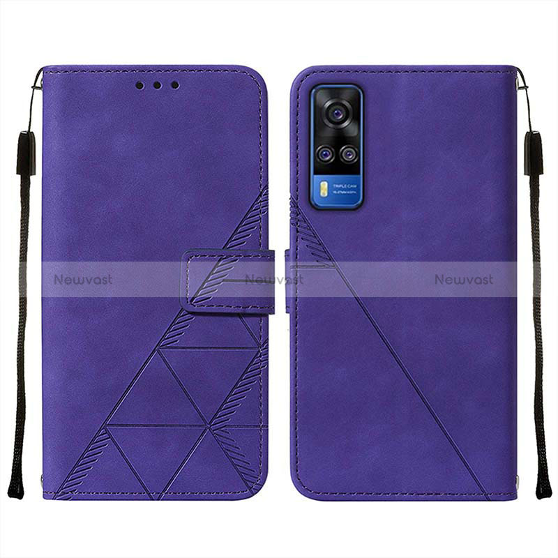 Leather Case Stands Flip Cover Holder Y01B for Vivo Y51A Purple