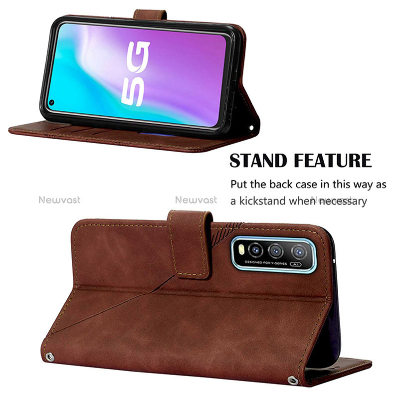 Leather Case Stands Flip Cover Holder Y01B for Vivo Y51s 5G