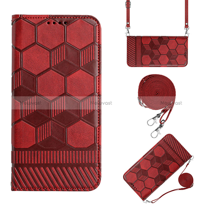 Leather Case Stands Flip Cover Holder Y01B for Xiaomi Poco M4 Pro 4G Red Wine