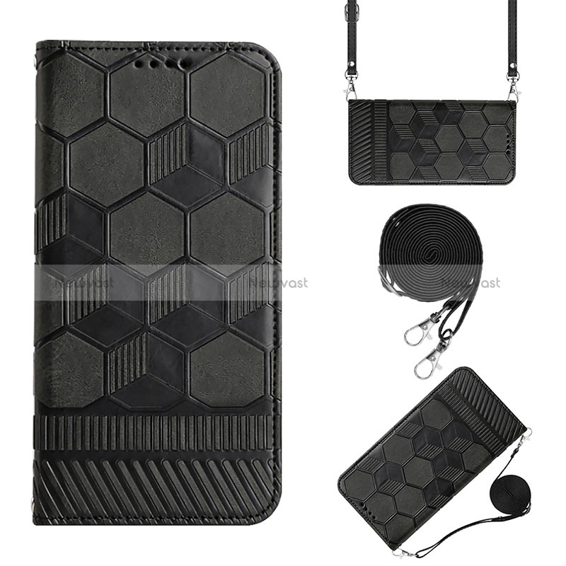 Leather Case Stands Flip Cover Holder Y01B for Xiaomi Redmi 10 India Black