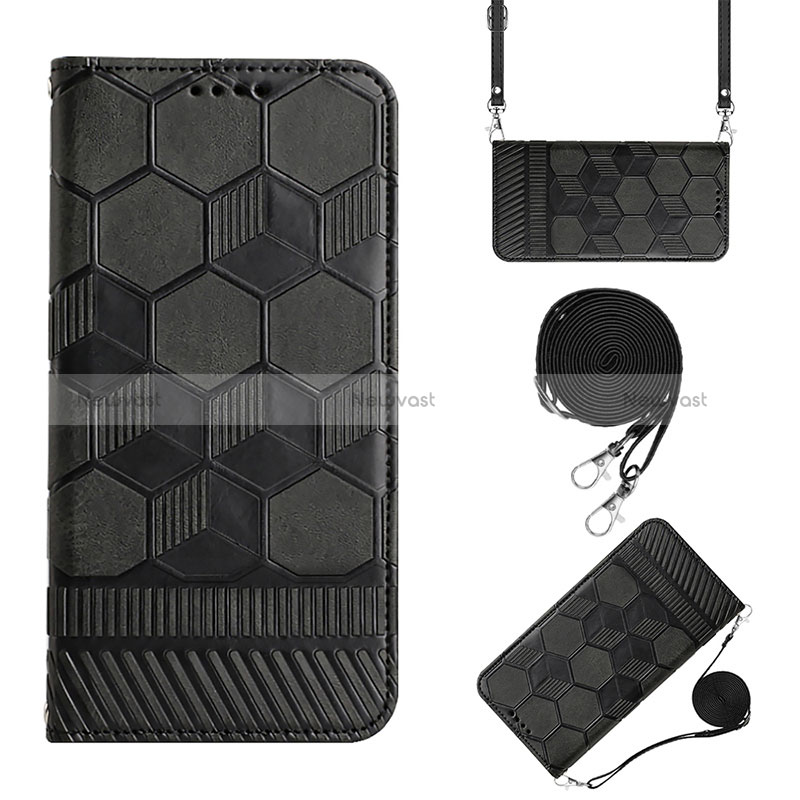 Leather Case Stands Flip Cover Holder Y01B for Xiaomi Redmi 10 Power Black