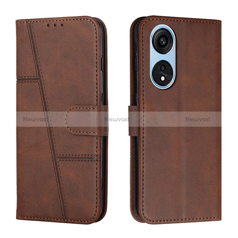 Leather Case Stands Flip Cover Holder Y01X for Huawei Honor X5 Plus Brown