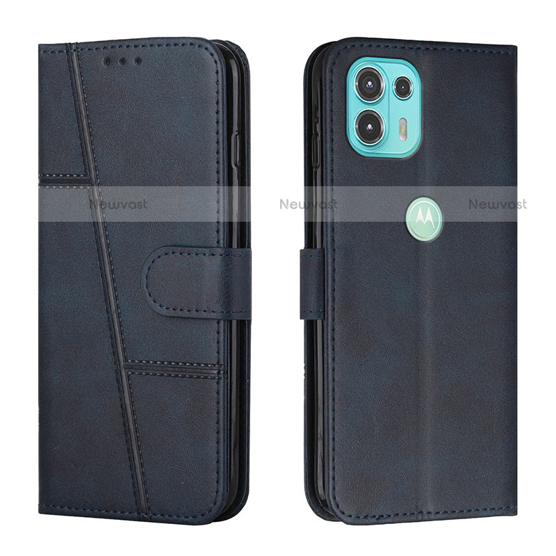 Leather Case Stands Flip Cover Holder Y01X for Motorola Moto Edge 20 Lite 5G Blue