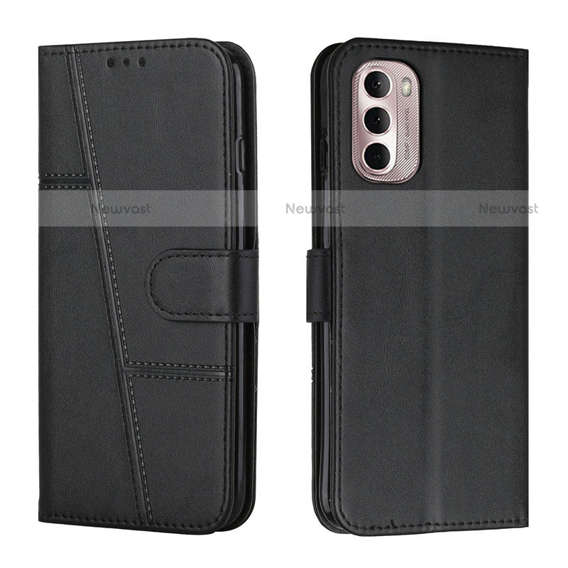 Leather Case Stands Flip Cover Holder Y01X for Motorola Moto G Stylus (2022) 4G Black