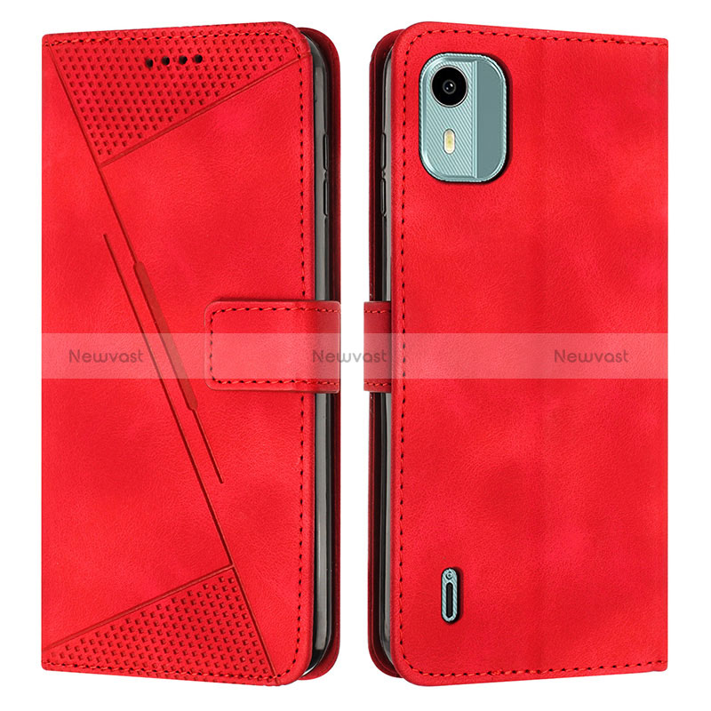 Leather Case Stands Flip Cover Holder Y01X for Nokia C12 Plus Red