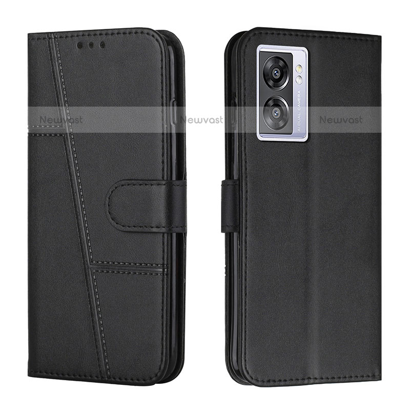 Leather Case Stands Flip Cover Holder Y01X for OnePlus Nord N300 5G Black