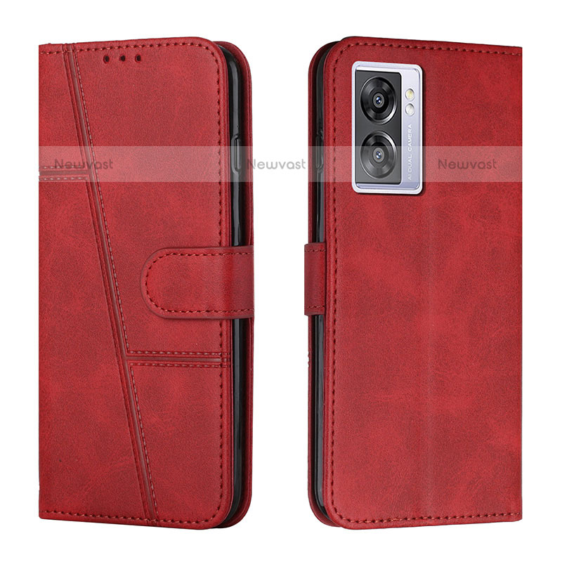 Leather Case Stands Flip Cover Holder Y01X for OnePlus Nord N300 5G Red