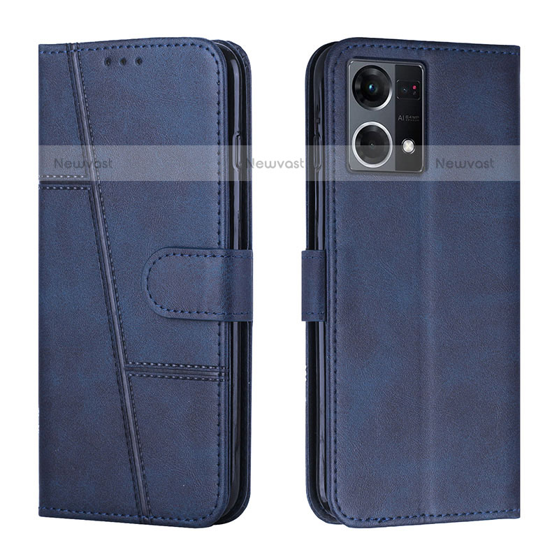 Leather Case Stands Flip Cover Holder Y01X for Oppo F21s Pro 4G Blue