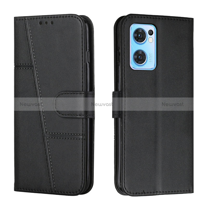 Leather Case Stands Flip Cover Holder Y01X for Oppo Find X5 Lite 5G Black