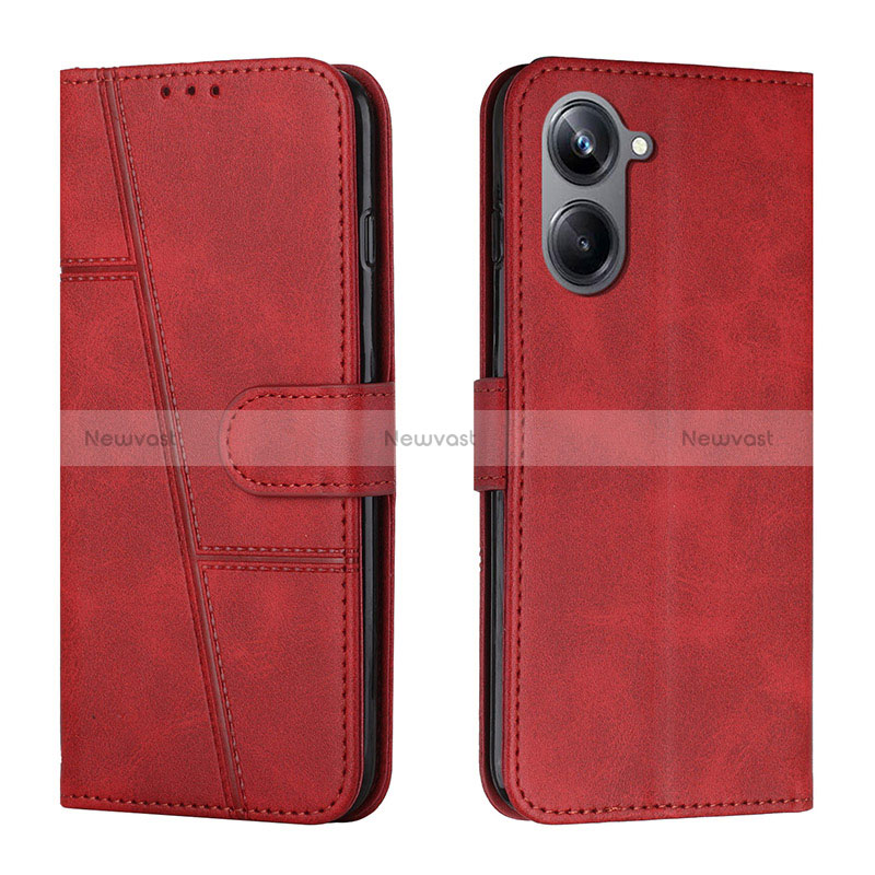 Leather Case Stands Flip Cover Holder Y01X for Realme 10 4G Red