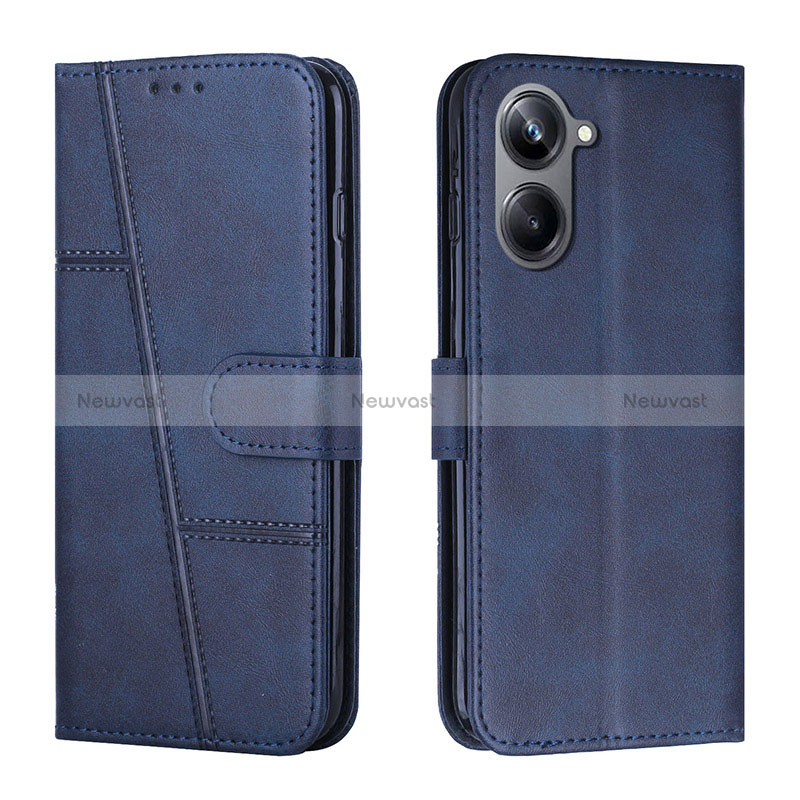 Leather Case Stands Flip Cover Holder Y01X for Realme 10 Pro 5G Blue