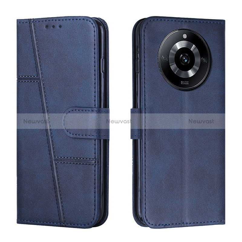 Leather Case Stands Flip Cover Holder Y01X for Realme 11 Pro 5G Blue