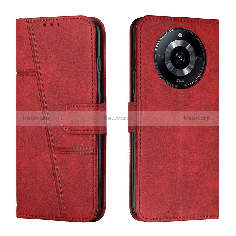 Leather Case Stands Flip Cover Holder Y01X for Realme 11 Pro 5G Red