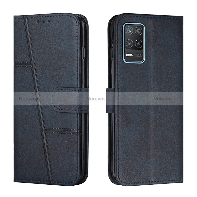 Leather Case Stands Flip Cover Holder Y01X for Realme 9 5G India Blue