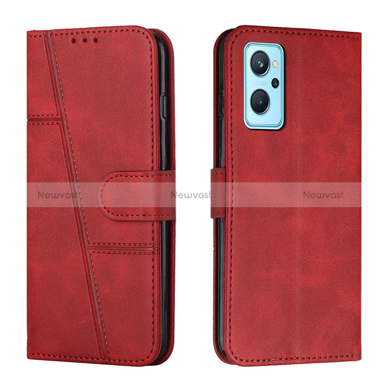 Leather Case Stands Flip Cover Holder Y01X for Realme 9i 5G Red