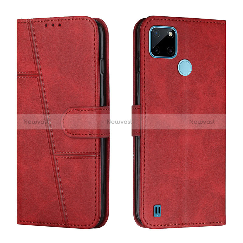 Leather Case Stands Flip Cover Holder Y01X for Realme C21Y Red