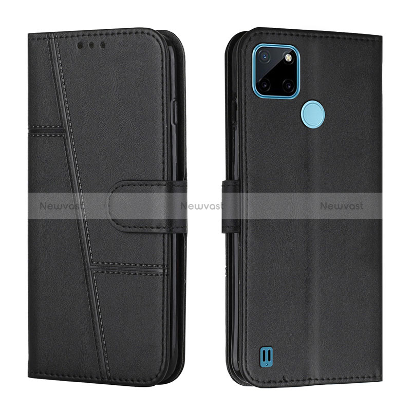 Leather Case Stands Flip Cover Holder Y01X for Realme C25Y India Black